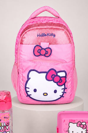  x Dekomus Lisanslı Hello Kitty Glitter Bow Collection Büyük Boy Okul Çantası,Beslenme Kabı ve Matara Seti
