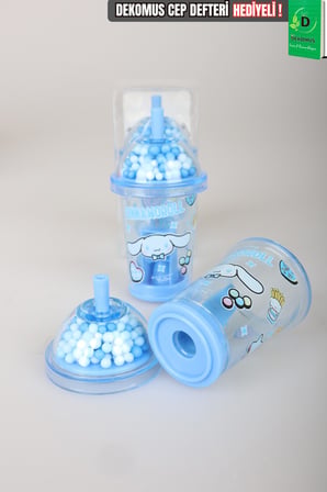 x Dekomus Lisanslı Cinnamoroll Tek Bıçaklı My Mug Boncuklu Kalemtraş Tek Adet 