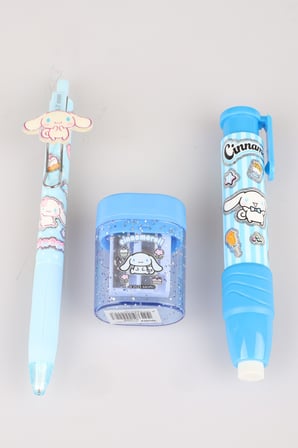 x Dekomus Lisanslı Cinnamoroll 0.7 MM Uçlu Kalem,Silgi ve Çift Bıçaklı Kalemtraş Seti
