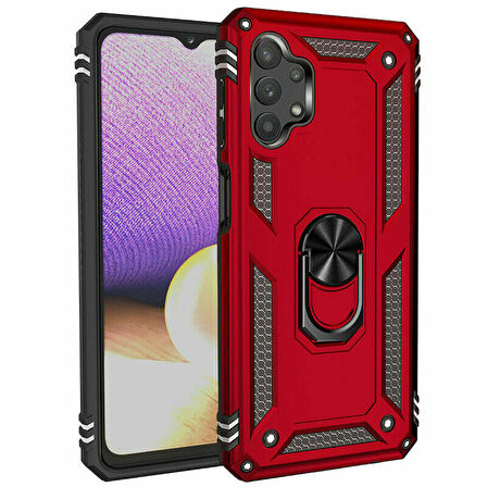 Smcase Samsung Galaxy A32 4G Kılıf Vega Yüzüklü Tank Silikon  Nano Ekran Koruyucu 