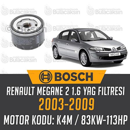 Renault Megane 2 1.6 16V 2003 - 2009 Bosch Yağ Filtresi