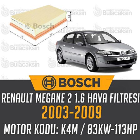 Renault Megane 2 1.6 16V 2003 - 2009 Bosch Hava Filtresi
