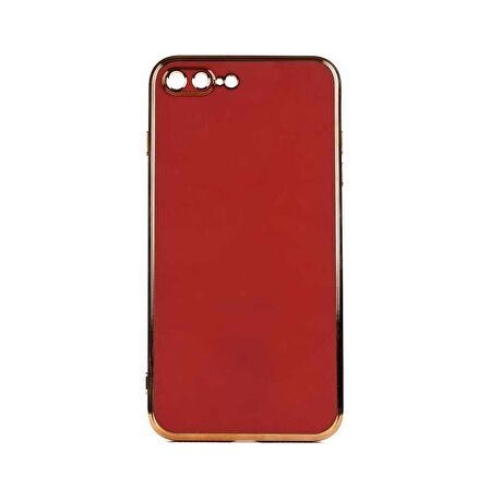 Gpack Apple iPhone 8 Plus Kılıf Bark Parlak Silikon Renkli Kenarları Rose