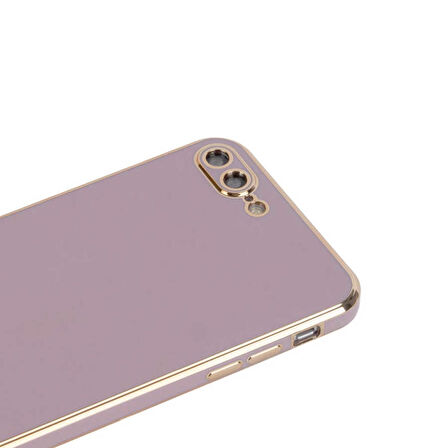 Gpack Apple iPhone 8 Plus Kılıf Bark Parlak Silikon Renkli Kenarları Rose