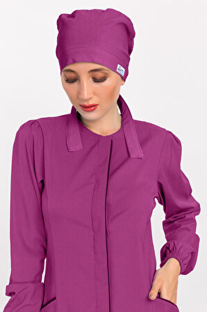 Düz Açık Mor Renk Tesettür Doktor Hemşire Hastane Medikal Tesettür Cerrahi Bonesi