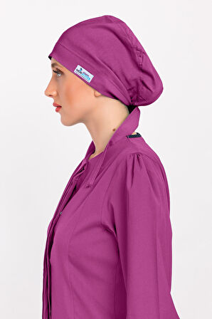 Düz Açık Mor Renk Tesettür Doktor Hemşire Hastane Medikal Tesettür Cerrahi Bonesi