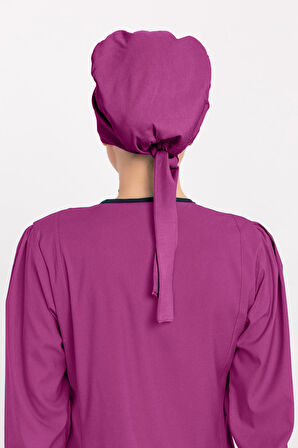 Düz Açık Mor Renk Tesettür Doktor Hemşire Hastane Medikal Tesettür Cerrahi Bonesi