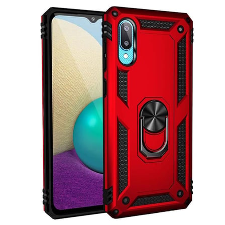 Smcase Samsung Galaxy A02 Kılıf Vega Yüzüklü Çift Katmanlı Tank Kılıf  Nano Ekran Koruyucu