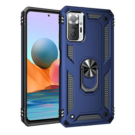 Smcase Xiaomi Redmi Note 10 Pro Max Kılıf Vega Yüzüklü Çift Katmanlı Tank Kapak 