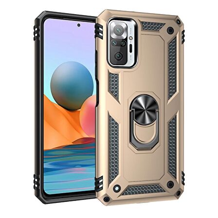 Smcase Xiaomi Redmi Note 10 Pro Max Kılıf Vega Yüzüklü Çift Katmanlı Tank Kapak 