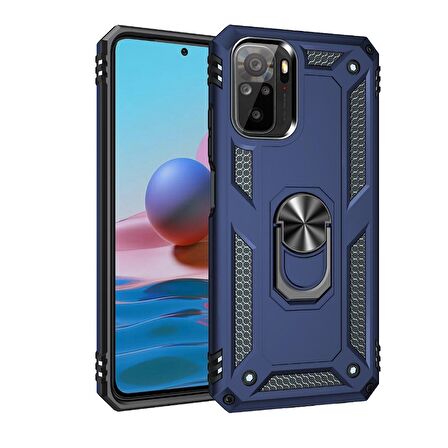 Smcase Xiaomi Redmi Note 10s Kılıf Vega Yüzüklü Çift Katmanlı Tank Kapak