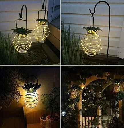 Dekoratif Ananas Görünümlü Güneş Enerjili Dekoratif Led Işık Solar Peri Led 1 adet