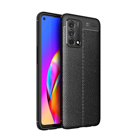 Smcase Oppo A74 Kılıf Deri Dokulu Silikon  Nano Ekran Koruyucu