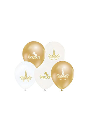 Unıcorn Dore Baskılı 12" Balon