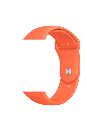 Mobicas Apple  Watch 42-44-45-49mm Uyumlu Klasik Silikon Kordon Turuncu
