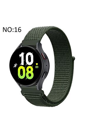Huawei Watch GT 3 Pro Ceramic (42mm) 20mm için Cırtlı Kumaş Kordon-03 Koyu Yeşil