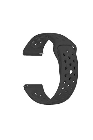 Amazfit GTS 4 Mini 20mm için Delikli Silikon Kordon-02 Siyah