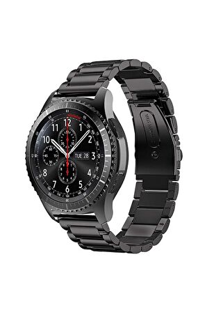 Galaxy Watch 4 Classic (46mm) 20mm için Klasik Metal Kordon-04 Siyah