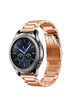 Huawei Watch GT 3 Pro Titanium (46mm) 22mm için Klasik Metal Kordon-04 Rose Gold