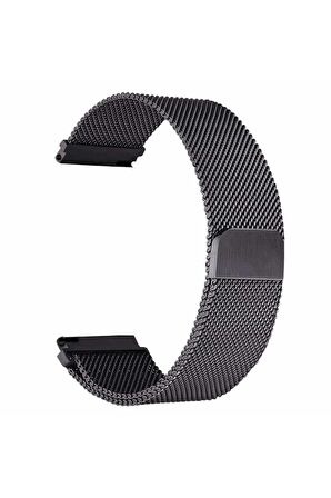 Honor Magic Watch 2 (42mm) 20mm için Mıknatıslı Hasır Metal Kordon-12 Siyah