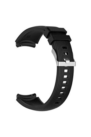 Huawei Watch 4 Pro 22mm için Çizgili Silikon Kordon-18 Siyah