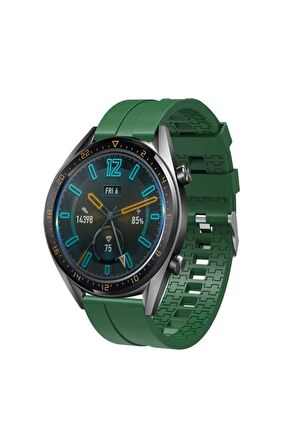 Galaxy Watch 3 (45mm) 22mm için içi desenli Silikon Kordon-23 Yeşil