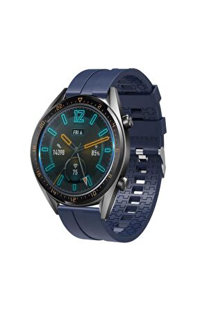 Huawei Watch Ultimate 22mm için içi desenli Silikon Kordon-23 Lacivert