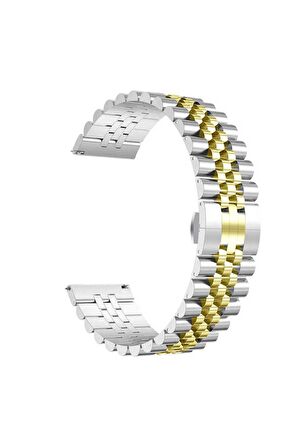 Xiaomi Mi Watch 22mm için Zincir görünümlü Metal Kordon-36 Gümüş-Gold