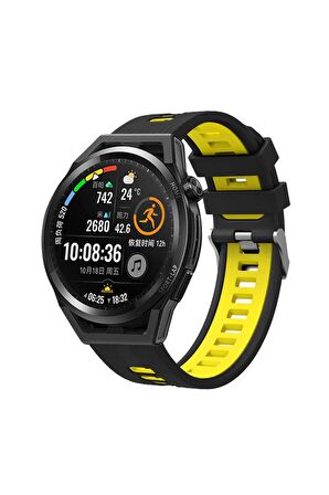 Xiaomi Watch S1 22mm için iki renkli Silikon Kordon-55 Siyah-Sarı