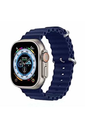 Apple Watch 42-44-45-49mm Uyumlu Ocean Silikon Kordon-75 Lacivert