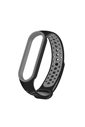 Xiaomi Mi Band 7 için Delikli Silikon Kordon-02 Siyah-Gri