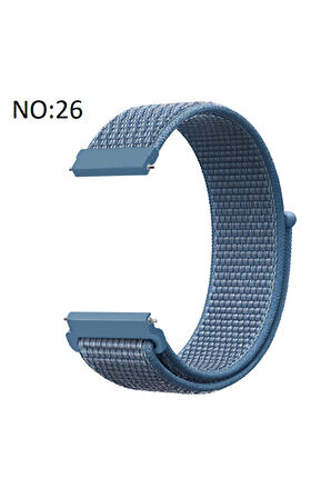 Huawei Watch GT 3 Pro Ceramic (42mm) 20mm için Cırtlı Kumaş Kordon-03 Koyu Mavi
