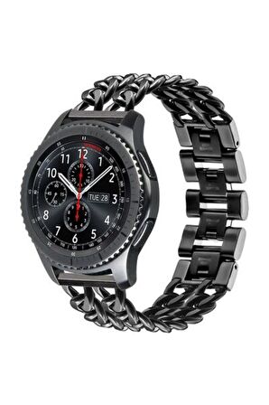 Huawei Watch GT 4 (46mm) 22mm için Zincir Halkalı Metal Kordon-17 Siyah
