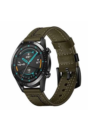 Galaxy Watch 3 (45mm) 22mm için Suni Deri Pu Kordon-19 Yeşil