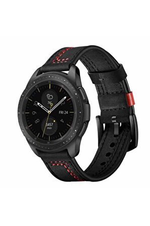 Galaxy Watch 6 Classic (47mm) 20mm için Suni Deri Pu Kordon-19 Siyah