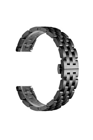 Galaxy Watch 4 Classic (42mm) 20mm için bakla görünümlü Metal Kordon-20 Siyah