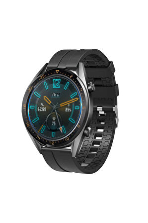 Amazfit GTR 2 Classic (46mm) 22mm için içi desenli Silikon Kordon-23 Siyah
