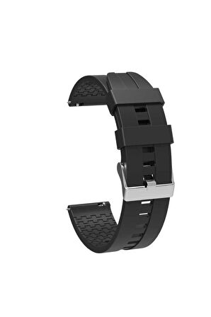 Amazfit GTR (42mm) 20mm için içi desenli Silikon Kordon-23 Siyah