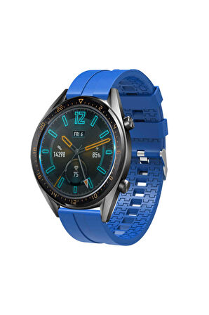 Huawei Watch GT 4 (46mm) 22mm için içi desenli Silikon Kordon-23 Saks Mavi
