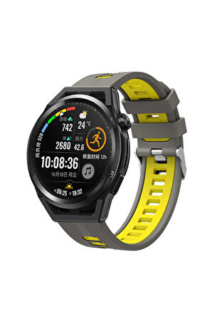 Galaxy Watch 3 (41mm) 20mm için iki renkli Silikon Kordon-55 Gri-Sarı