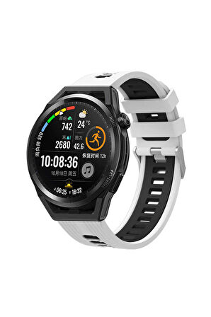 Huawei Watch GT 4 (46mm) 22mm için iki renkli Silikon Kordon-55 Beyaz-Siyah