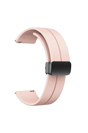 Huawei Watch GT 4 (46mm) 22mm için Metal Tokalı Silikon Kordon-84 Pembe