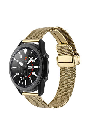 Huawei Watch GT 4 (46mm) 22mm için Klipsli Hasır Metal Kordon-85 Gold