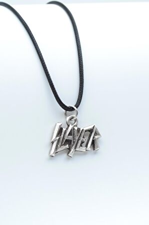 Slayer Kolye Deri İp Kolye Gümüş Kaplama Erkek Kadın Kolye