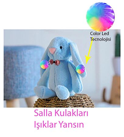 LED IŞIKLI, Uyku Arkadaşı Uzun Kulak Bunny Peluş Tavşan 65cm