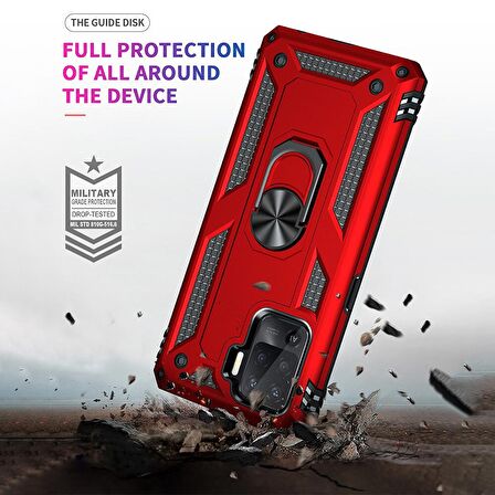 Smcase Oppo Reno 5 Lite Kılıf Vega Yüzüklü Tank Silikon 