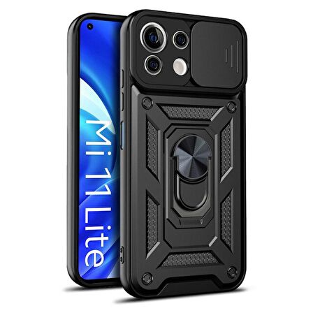 Smcase Xiaomi Mi 11 Lite Kılıf Kamera Korumalı Pars Yüzüklü Tank Silikon 