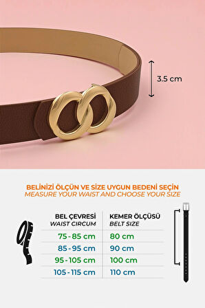 Sonsuz Gold Tokalı Kahve Kadın Kemer