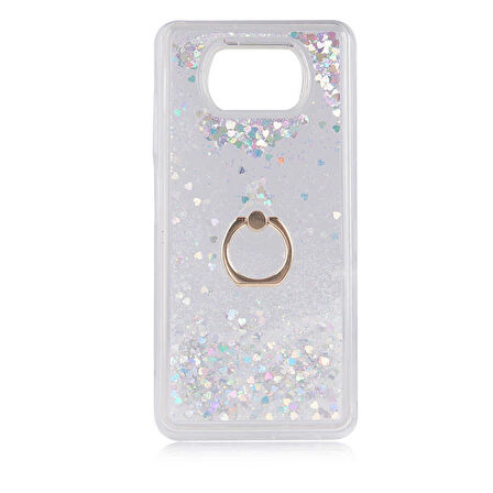 Smcase Xiaomi Poco X3 NFC Kılıf Sulu Yüzüklü Milce Glitter Silikon