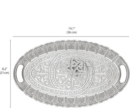 2 Kişilik OVAL Servis Tepsisi Organizer Dekoratif Metal Tepsi Misafir Ağırlama Sunum Tepsisi